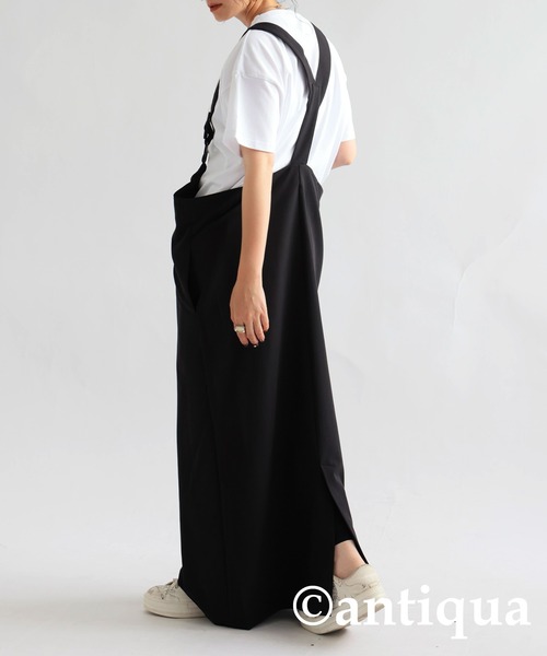 antiqua(アンティカ)の「サロペットワンピース(サロペット/オーバーオール・レディース・グレー/ブラック・ONESIZE)」の6枚目の写真
