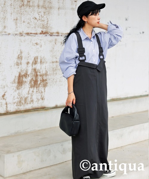 antiqua(アンティカ)の「サロペットワンピース(サロペット/オーバーオール・レディース・グレー/ブラック・ONESIZE)」の16枚目の写真