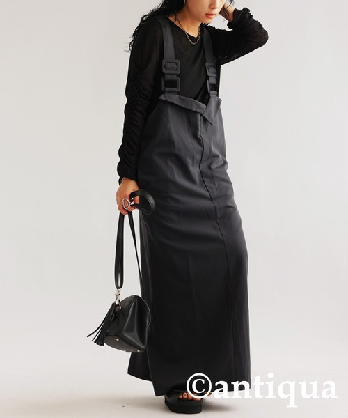 antiqua(アンティカ)の「サロペットワンピース(サロペット/オーバーオール・レディース・グレー/ブラック・ONESIZE)」の12枚目の写真