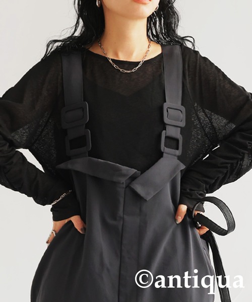 antiqua(アンティカ)の「サロペットワンピース(サロペット/オーバーオール・レディース・グレー/ブラック・ONESIZE)」の11枚目の写真