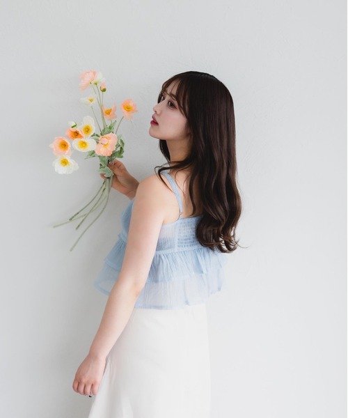 fupel（フぺル）の「シャーリングキャミボレロセット（シャツ/ブラウス・レディース・アイボリー/ブルー・FREE）」の7枚目の写真