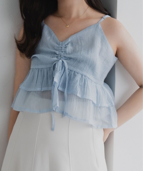 fupel（フぺル）の「シャーリングキャミボレロセット（シャツ/ブラウス・レディース・アイボリー/ブルー・FREE）」の20枚目の写真