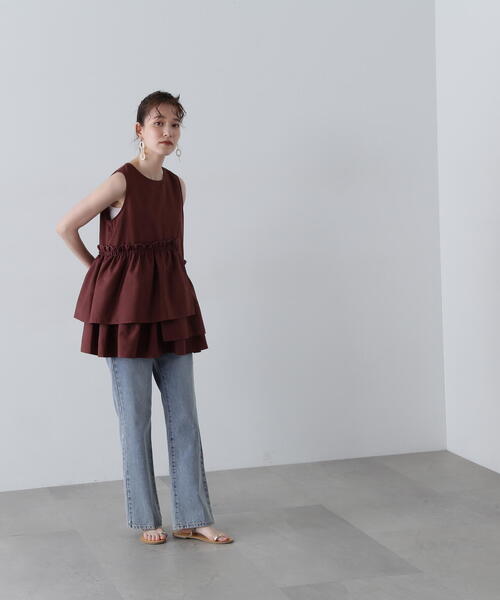 N.（N. Natural Beauty Basic）（エヌエヌナチュラルビューティーベーシック）の「◆アシメフリルノースリーブブラウス（シャツ/ブラウス・レディース・ホワイト/ブラウン/ブルー・MEDIUM）」の16枚目の写真