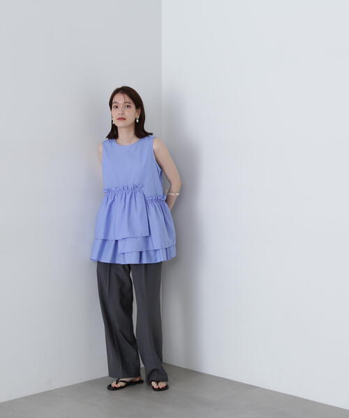 「NATURAL BEAUTY BASIC」 ノースリーブブラウス MEDIUM ブラック レディース 楽天市場】【SALE／10%OFF】フリルネックノースリーブブラウス