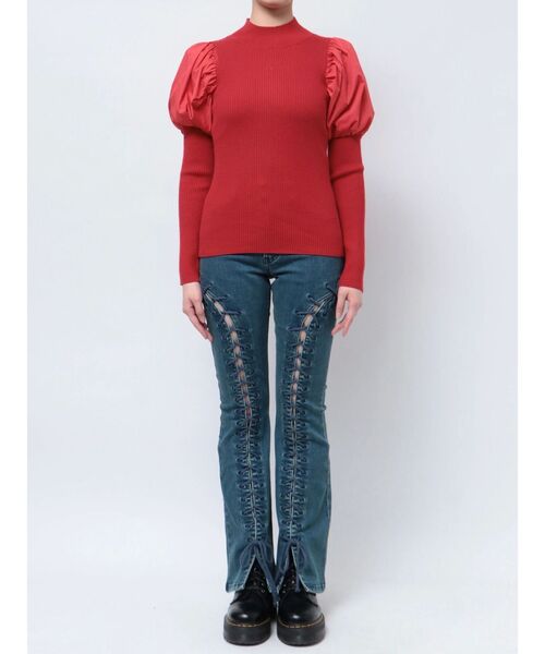 jouetie（ジュエティ）の「パフスリーブハイネックニット（ニット/セーター・レディース・ブラック/レッド/ブルー・MEDIUM）」の15枚目の写真