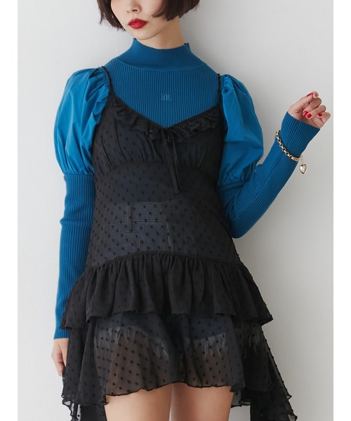 jouetie（ジュエティ）の「パフスリーブハイネックニット（ニット/セーター・レディース・ブラック/レッド/ブルー・MEDIUM）」の3枚目の写真