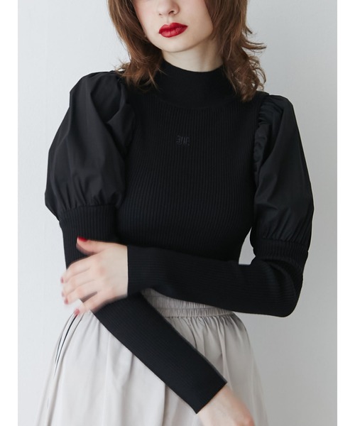 jouetie（ジュエティ）の「パフスリーブハイネックニット（ニット/セーター・レディース・ブラック/レッド/ブルー・MEDIUM）」の2枚目の写真