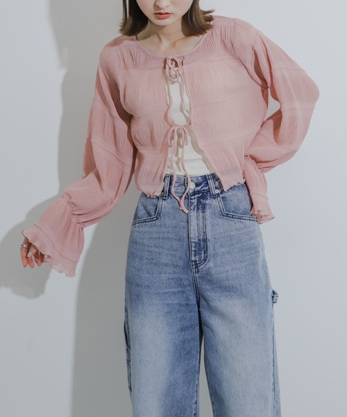 HEYUMM（ヘユム）の「ヨウリュウシアーリボンブラウス（シャツ/ブラウス・レディース・アイボリー/ピンク/ブラック・ONE）」の3枚目の写真