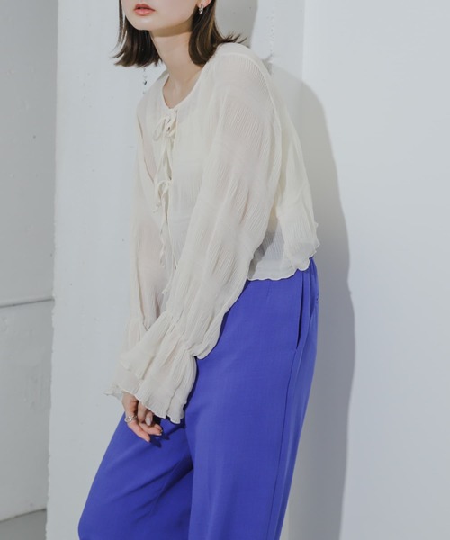 HEYUMM（ヘユム）の「ヨウリュウシアーリボンブラウス（シャツ/ブラウス・レディース・アイボリー/ピンク/ブラック・ONE）」の15枚目の写真