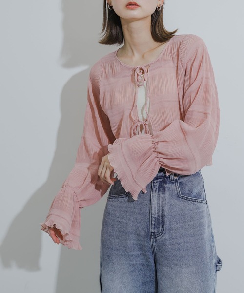 HEYUMM（ヘユム）の「ヨウリュウシアーリボンブラウス（シャツ/ブラウス・レディース・アイボリー/ピンク/ブラック・ONE）」の13枚目の写真