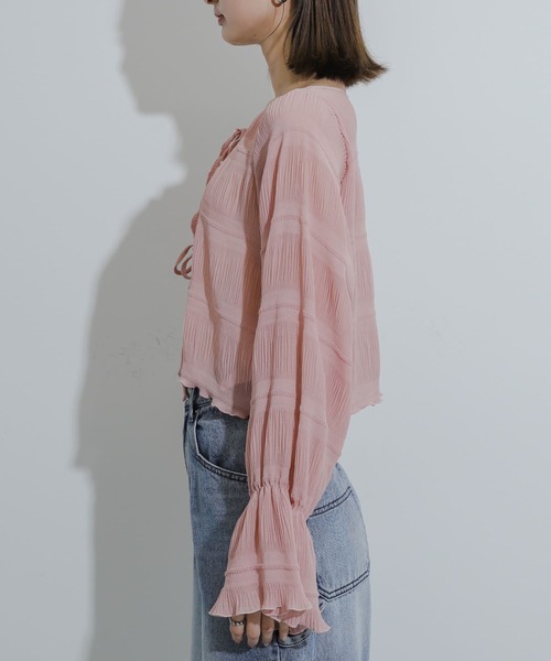 HEYUMM（ヘユム）の「ヨウリュウシアーリボンブラウス（シャツ/ブラウス・レディース・アイボリー/ピンク/ブラック・ONE）」の14枚目の写真