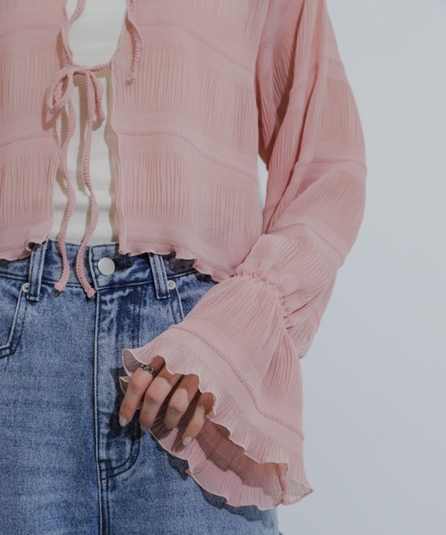 HEYUMM（ヘユム）の「ヨウリュウシアーリボンブラウス（シャツ/ブラウス・レディース・アイボリー/ピンク/ブラック・ONE）」の8枚目の写真