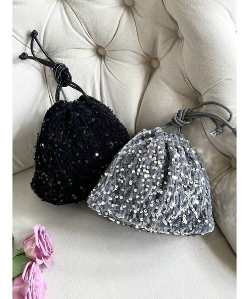 EATME(イートミー)の「スパンコール巾着バッグ(ハンドバッグ・レディース・シルバー/ブラック・FREE)」の12枚目の写真