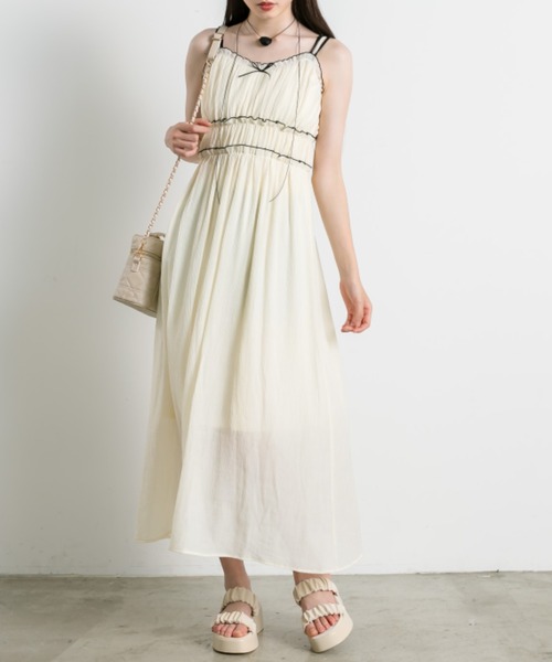 olive des olive ランダムティアードキャミワンピース オフホワイト OLIVE des ワンピース ランダムティアードキャミワンピース