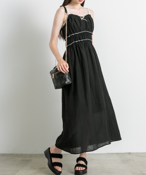 OLIVE des OLIVE ワンピース OLIVE des OLIVE/【OLIVE des OLIVE】胸ギャザーレースミニ