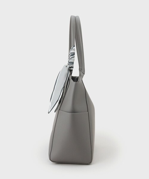 OPAQUE.CLIP(オペークドットクリップ)の「◆【A4サイズ対応】千鳥柄スカーフ付きトートバッグ(トートバッグ・レディース・チャコールグレー/ブラウン系その他/ブラック・00)」の6枚目の写真