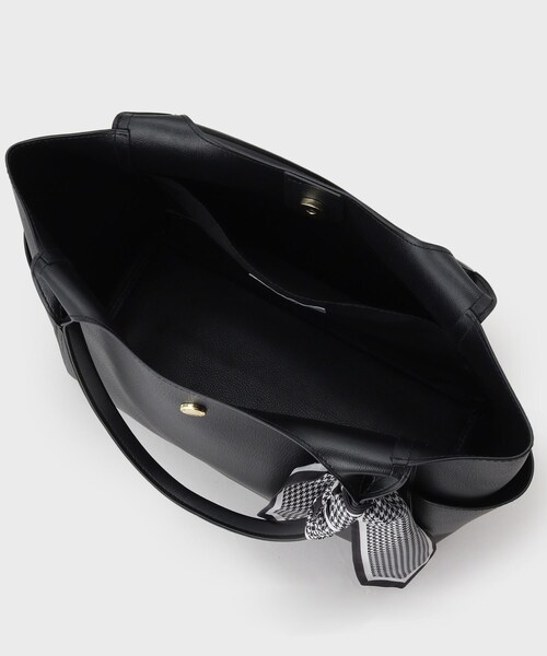 OPAQUE.CLIP(オペークドットクリップ)の「◆【A4サイズ対応】千鳥柄スカーフ付きトートバッグ(トートバッグ・レディース・チャコールグレー/ブラウン系その他/ブラック・00)」の9枚目の写真