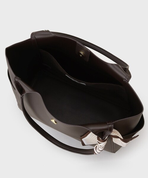 OPAQUE.CLIP(オペークドットクリップ)の「◆【A4サイズ対応】千鳥柄スカーフ付きトートバッグ(トートバッグ・レディース・チャコールグレー/ブラウン系その他/ブラック・00)」の10枚目の写真