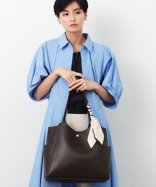 OPAQUE.CLIP(オペークドットクリップ)の「◆【A4サイズ対応】千鳥柄スカーフ付きトートバッグ(トートバッグ・レディース・チャコールグレー/ブラウン系その他/ブラック・00)」の16枚目の写真