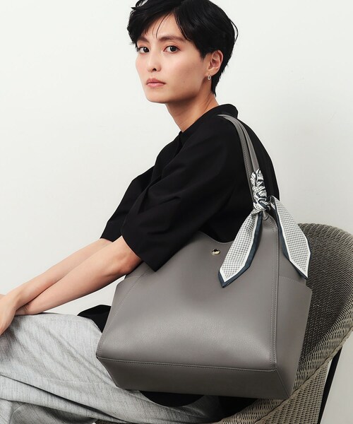 OPAQUE.CLIP(オペークドットクリップ)の「◆【A4サイズ対応】千鳥柄スカーフ付きトートバッグ(トートバッグ・レディース・チャコールグレー/ブラウン系その他/ブラック・00)」の18枚目の写真