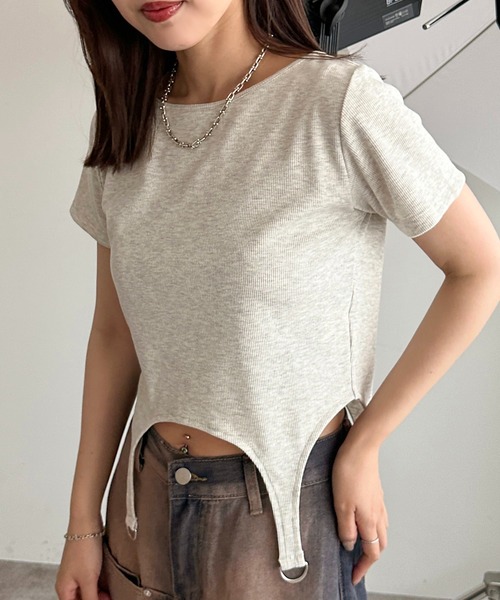 apres jour mignon(アプレジュールミニョン)の「ガーターリブトップス【ZOZOTOWN限定アイテム】(Tシャツ/カットソー・レディース・ピンク/ブラック/ブルー/ナチュラル・X-LARGE/フリー)」の13枚目の写真