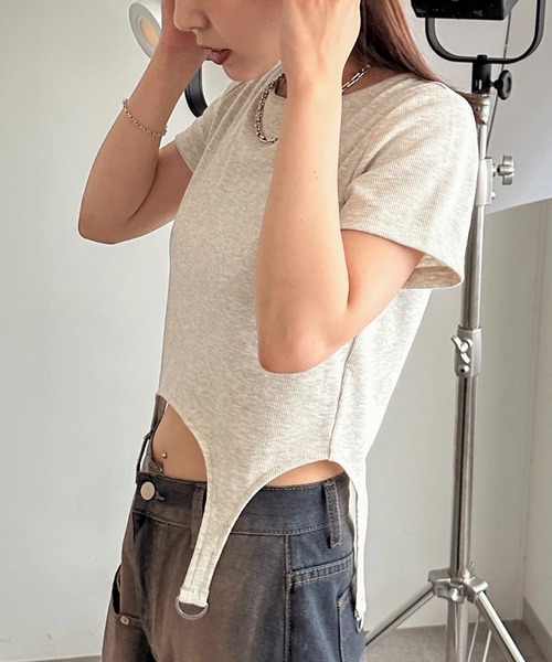 apres jour mignon(アプレジュールミニョン)の「ガーターリブトップス【ZOZOTOWN限定アイテム】(Tシャツ/カットソー・レディース・ピンク/ブラック/ブルー/ナチュラル・X-LARGE/フリー)」の14枚目の写真