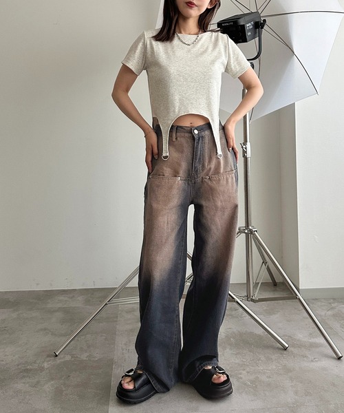 apres jour mignon(アプレジュールミニョン)の「ガーターリブトップス【ZOZOTOWN限定アイテム】(Tシャツ/カットソー・レディース・ピンク/ブラック/ブルー/ナチュラル・X-LARGE/フリー)」の16枚目の写真