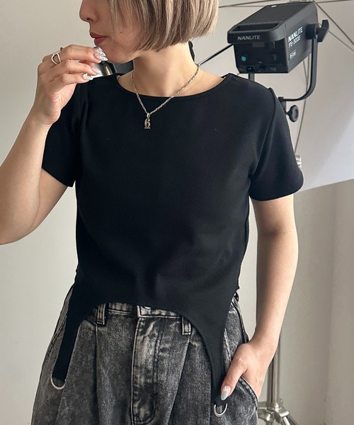 apres jour mignon(アプレジュールミニョン)の「ガーターリブトップス【ZOZOTOWN限定アイテム】(Tシャツ/カットソー・レディース・ピンク/ブラック/ブルー/ナチュラル・X-LARGE/フリー)」の6枚目の写真