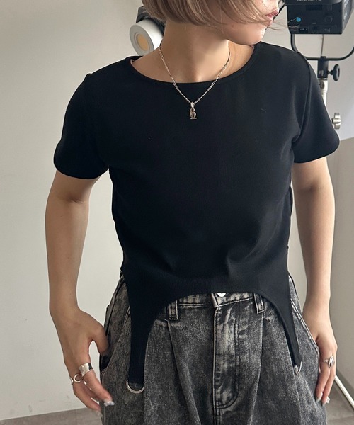 apres jour mignon(アプレジュールミニョン)の「ガーターリブトップス【ZOZOTOWN限定アイテム】(Tシャツ/カットソー・レディース・ピンク/ブラック/ブルー/ナチュラル・X-LARGE/フリー)」の7枚目の写真