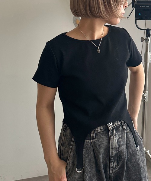 apres jour mignon(アプレジュールミニョン)の「ガーターリブトップス【ZOZOTOWN限定アイテム】(Tシャツ/カットソー・レディース・ピンク/ブラック/ブルー/ナチュラル・X-LARGE/フリー)」の8枚目の写真