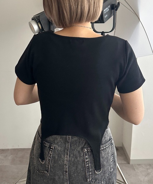 apres jour mignon(アプレジュールミニョン)の「ガーターリブトップス【ZOZOTOWN限定アイテム】(Tシャツ/カットソー・レディース・ピンク/ブラック/ブルー/ナチュラル・X-LARGE/フリー)」の9枚目の写真