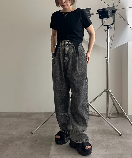 apres jour mignon(アプレジュールミニョン)の「ガーターリブトップス【ZOZOTOWN限定アイテム】(Tシャツ/カットソー・レディース・ピンク/ブラック/ブルー/ナチュラル・X-LARGE/フリー)」の11枚目の写真