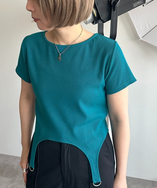 apres jour mignon(アプレジュールミニョン)の「ガーターリブトップス【ZOZOTOWN限定アイテム】(Tシャツ/カットソー・レディース・ピンク/ブラック/ブルー/ナチュラル・X-LARGE/フリー)」の5枚目の写真