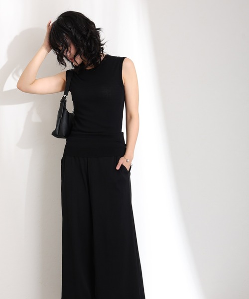 ElegChic（エレグシック）の「紐付きゆったりカットワイドパンツ（その他パンツ・レディース・ブラック/グレー系その他/キャメル・M/L/XL/3L/4L）」の6枚目の写真