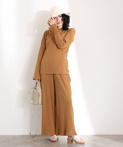 ElegChic（エレグシック）の「紐付きゆったりカットワイドパンツ（その他パンツ・レディース・ブラック/グレー系その他/キャメル・M/L/XL/3L/4L）」の8枚目の写真