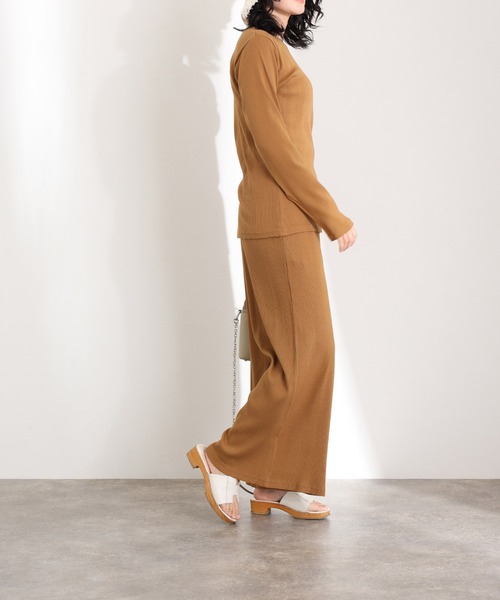 ElegChic（エレグシック）の「紐付きゆったりカットワイドパンツ（その他パンツ・レディース・ブラック/グレー系その他/キャメル・M/L/XL/3L/4L）」の9枚目の写真