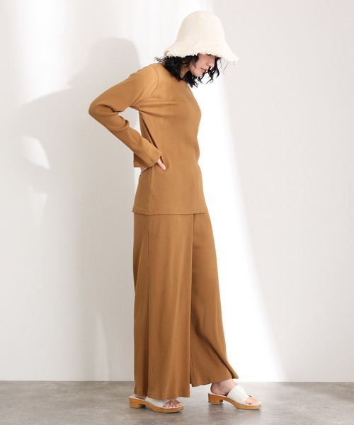 紐付きゆったりカットワイドパンツ（その他パンツ）｜ElegChic
