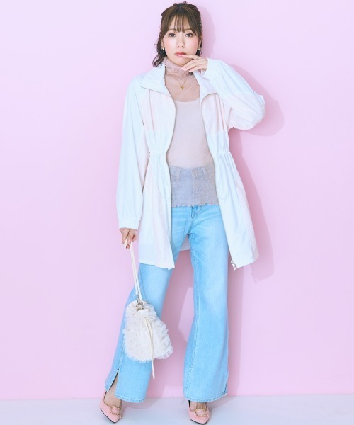 marun(マルン)の「<大きいサイズ> レースドッキングナイロンジャケット marun(ナイロンジャケット・レディース・ホワイト系/ブラック系・5L/4L/3L/LL/L)」の8枚目の写真