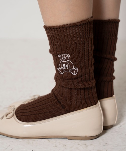 RUBY AND YOU（ルビーアンドユー）の「ベアソックス（ソックス/靴下・レディース・オフホワイト/チョコ・FREE）」の5枚目の写真
