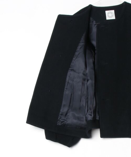 【オーシバル】 フリース ノーカラージャケットブラック オーシバル】フランス製フリース ノーカラージャケットブラック