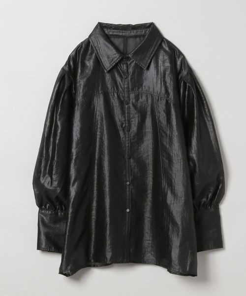 新品 JEANASIS ジーナシス チンツシアーレギュラーシャツ 透け感 黒 セール】チンツシアーレギュラーシャツLS/146251（シャツ