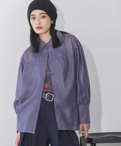 新品 JEANASIS ジーナシス チンツシアーレギュラーシャツ 透け感 黒 JEANASIS（ジーナシス）の「チンツシアーレギュラーシャツLS
