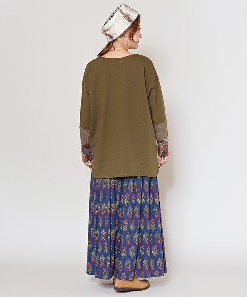 チャイハネ(チャイハネ)の「【チャイハネ】ラダリパッチワークロンT(Tシャツ/カットソー・レディース・ベージュ/ブラウン/カーキ/ブラック・FREE)」の9枚目の写真