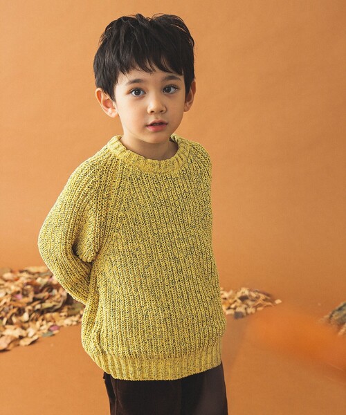 B:MING by BEAMS（ビーミングバイビームス）の「モール プルオーバー ニット 2024FW（90～140cm）（ニット/セーター・キッズ・ネイビー/イエロー・L(130-140)/S(90-100)/M(110-120)）」の3枚目の写真