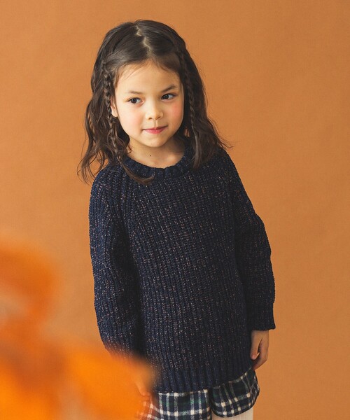 B:MING by BEAMS（ビーミングバイビームス）の「モール プルオーバー ニット 2024FW（90～140cm）（ニット/セーター・キッズ・ネイビー/イエロー・L(130-140)/S(90-100)/M(110-120)）」の4枚目の写真