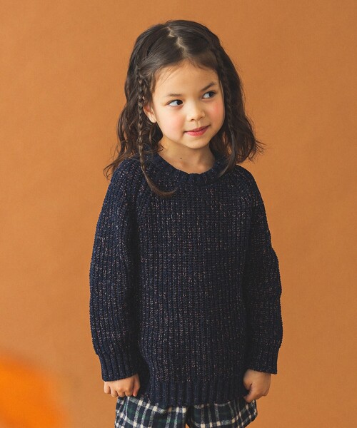 B:MING by BEAMS（ビーミングバイビームス）の「モール プルオーバー ニット 2024FW（90～140cm）（ニット/セーター・キッズ・ネイビー/イエロー・L(130-140)/S(90-100)/M(110-120)）」の5枚目の写真