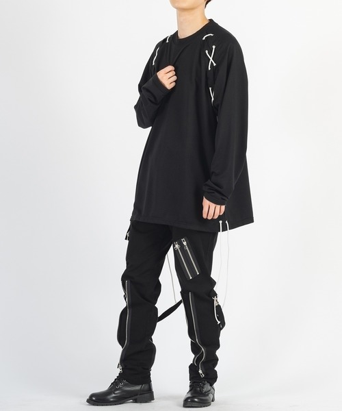 REGIEVO(レジエボ)の「【REGIEVO】レースアップ ラグランロンTee ロングスリーブTシャツ(Tシャツ/カットソー・メンズ・オフホワイト/ブラック・MEDIUM/LARGE)」の20枚目の写真