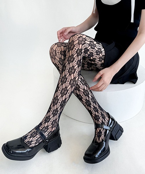 フラワーレースタイツ 網タイツ cula953（タイツ/ストッキング