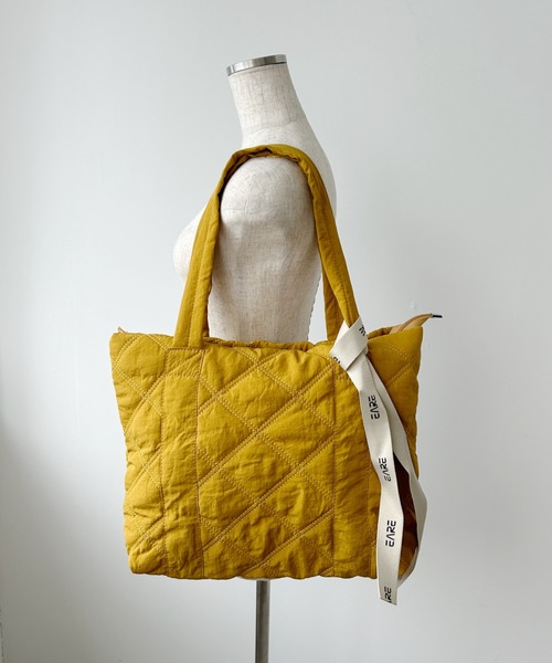 セール】【全6色】 ロゴリボン キルティングトートバッグ