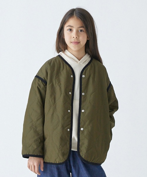 GENERATOR（ジェネレーター）の「GENERATOR/ジェネレーター ノーカラーキルティングJK（ノーカラージャケット・キッズ・アイボリー/カーキ/ブラック・M/L/XL）」の3枚目の写真